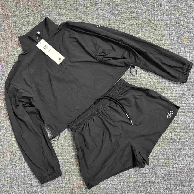 American Style Waist Cutout Design Zip Cropped Sports Set 6 colors 29201427