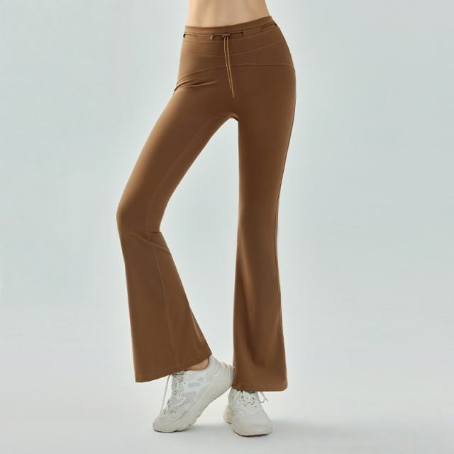 Cord Lock Toggle One Piece High Waist Yoga Flared Pants 4 colors 29201423