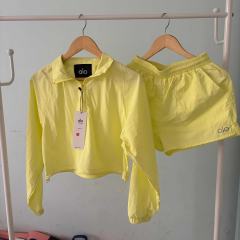 American Style Waist Cutout Design Zip Cropped Sports Set 6 colors 29201427
