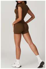 Back Cutout Fitted Top Cross High Waist Shorts Yoga Set 5 colors 29201426