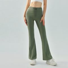 Cord Lock Toggle One Piece High Waist Yoga Flared Pants 4 colors 29201423