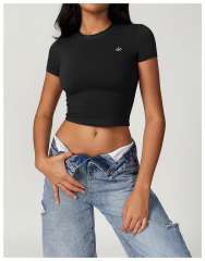 Workout Training Cropped Fitted Short Sleeve Yoga Tee 7 colors 29201419