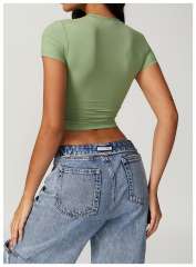 Workout Training Cropped Fitted Short Sleeve Yoga Tee 7 colors 29201419