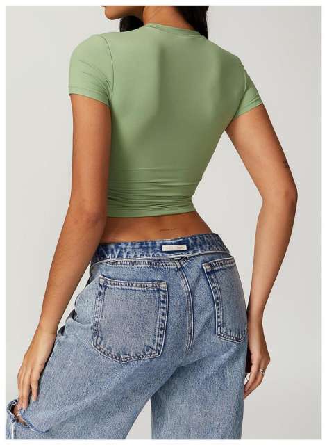 Workout Training Cropped Fitted Short Sleeve Yoga Tee 7 colors 29201419