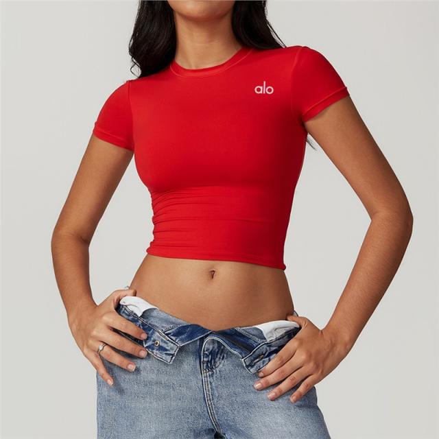 Workout Training Cropped Fitted Short Sleeve Yoga Tee 7 colors 29201419