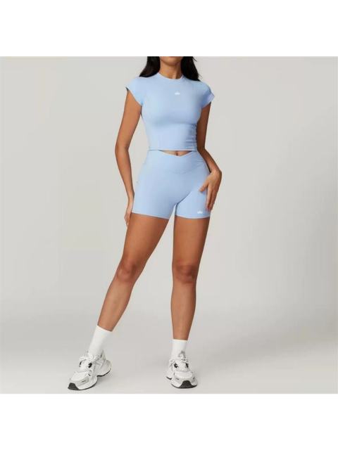 Back Cutout Fitted Top Cross High Waist Shorts Yoga Set 5 colors 29201426