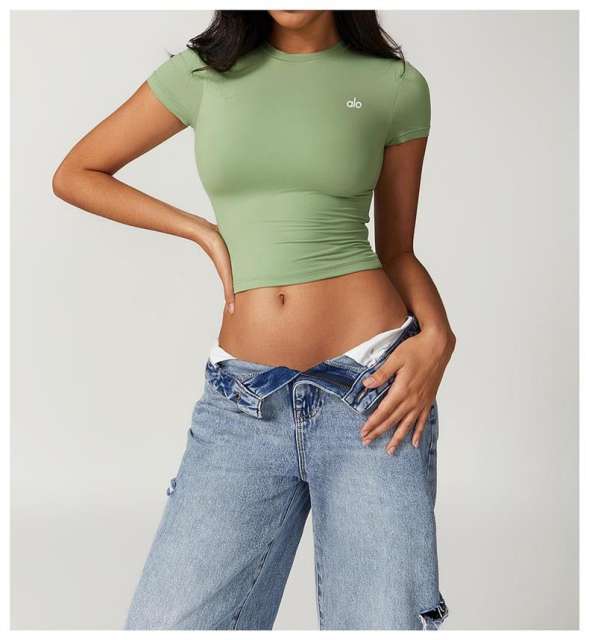 Workout Training Cropped Fitted Short Sleeve Yoga Tee 7 colors 29201419