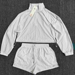 American Style Waist Cutout Design Zip Cropped Sports Set 6 colors 29201427
