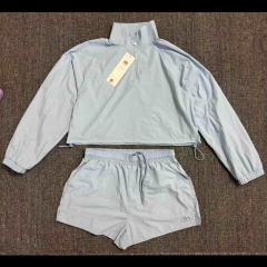 American Style Waist Cutout Design Zip Cropped Sports Set 6 colors 29201427