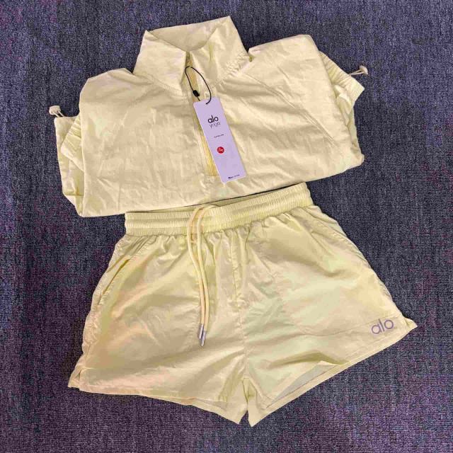 American Style Waist Cutout Design Zip Cropped Sports Set 6 colors 29201427