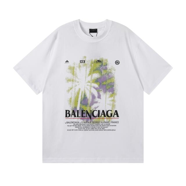 BLCG Faded Palm Tree Address Logo White Oversized Tee