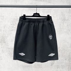 1:1 Quality BLCG Crest Embroidery Double Sport Logo Black Sweat Shorts