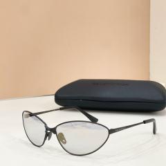BLCG Thin Metal Retro Cat Eye Brown Lens Sunglasses