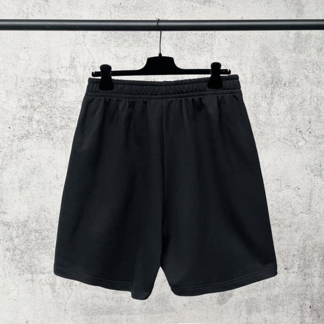 1:1 Quality BLCG Crest Embroidery Double Sport Logo Black Sweat Shorts