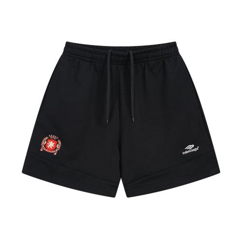 1:1 Quality BLCG Crest & Script Logo Black Sweat Shorts
