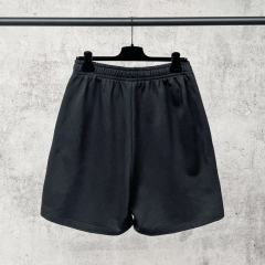 1:1 Quality BLCG Vertical George V Address Logo Black Sweat Shorts