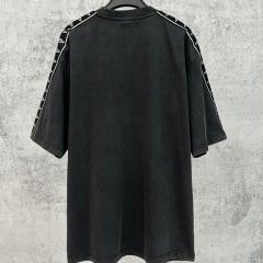 BLCG Shoulder Tape Strip Vintage Black Oversized Tee