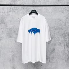 BLCG Blue Drip Paint Logo White Oversized Tee
