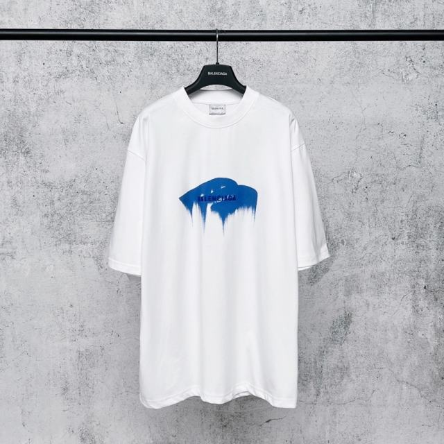 BLCG Blue Drip Paint Logo White Oversized Tee