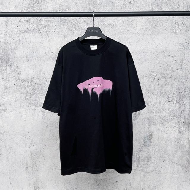 BLCG Pink Drip Paint Logo Black Oversized Tee