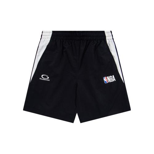 1:1 Quality BLCG x NBA Dual Logo White Side Stripe Nylon Sport Shorts