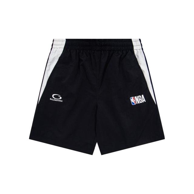 1:1 Quality BLCG x NBA Dual Logo White Side Stripe Nylon Sport Shorts