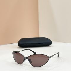 BLCG Thin Metal Retro Cat Eye Brown Lens Sunglasses