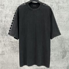 BLCG Shoulder Tape Strip Vintage Black Oversized Tee