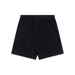 1:1 Quality BLCG Gold Tape Logo Distressed Hem Black Sweat Shorts