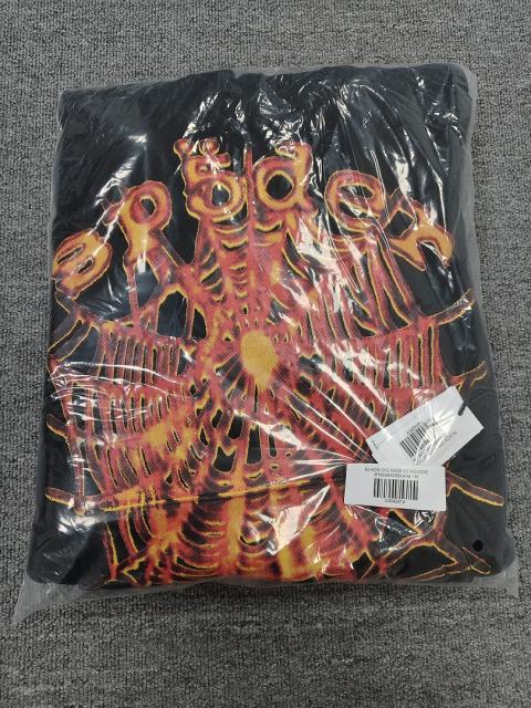 [On Sale] 1:1 Top Quality Black Gradient Orange Fire Spider Web Pullover Hoodie