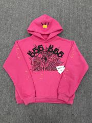 [On Sale] 1:1 Top Quality Hot Pink 555 Spider Web Star Pullover Hoodie