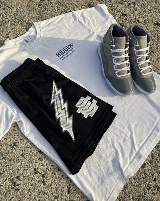 [Buy 3 Get 1 FREE] EE Eric Emanuel Lightning Shorts Black White