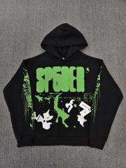 [On Sale] 1:1 Top Quality Black Green Graffiti Splatter Spider Web Pullover Hoodie
