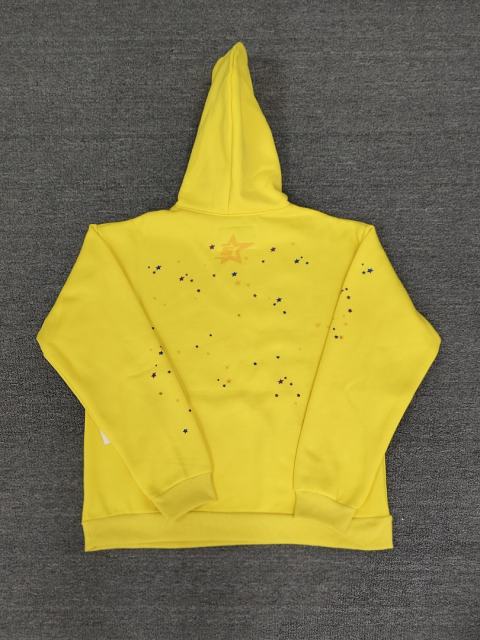 [On Sale] 1:1 Top Quality Bright Yellow Black Star Spider Web Hoodie