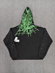 [On Sale] 1:1 Top Quality Black Green Back Big Spider Web Star Hoodie