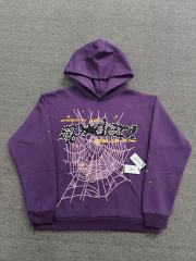 [On Sale] 1:1 Top Quality Purple Star Foaming Print Spider Web Hoodie