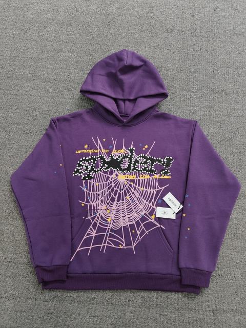 [On Sale] 1:1 Top Quality Purple Star Foaming Print Spider Web Hoodie