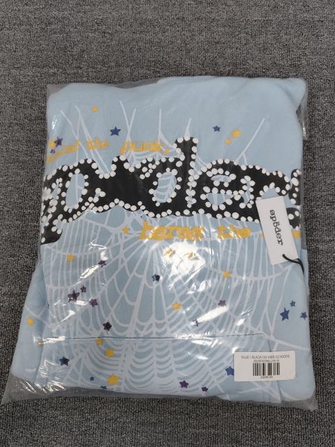 [On Sale] 1:1 Top Quality Baby Blue Black Star Spider Web Hoodie