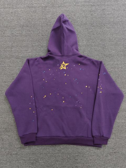 [On Sale] 1:1 Top Quality Purple Star Foaming Print Spider Web Hoodie