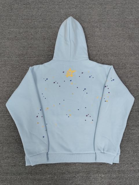 [On Sale] 1:1 Top Quality Baby Blue Black Star Spider Web Hoodie