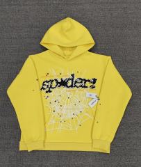 [On Sale] 1:1 Top Quality Bright Yellow Black Star Spider Web Hoodie