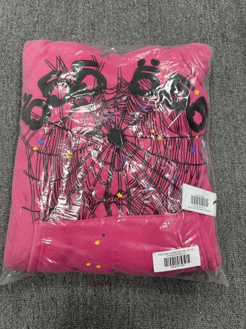 [On Sale] 1:1 Top Quality Hot Pink 555 Spider Web Star Pullover Hoodie