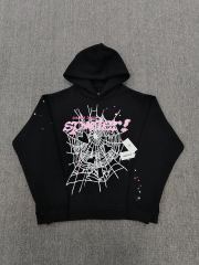 [On Sale] 1:1 Top Quality Black Pink Heart Spider Web Pullover Hoodie