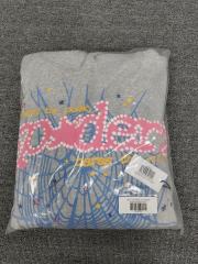 [On Sale] Sp*der Heather Grey Pink Blue Web Star Hoodie