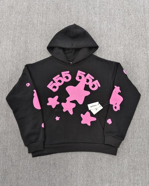 [On Sale] 1:1 Top Quality Black Pink 555 Bubble Star Foam Print Pullover Hoodie