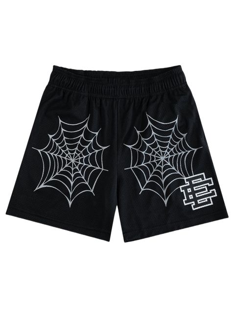 [Buy 3 Get 1 FREE] EE Spider Web Print Mesh Shorts