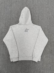 [On Sale] 1:1 Top Quality Heather Grey Tonal Grey Star Spider Web Hoodie