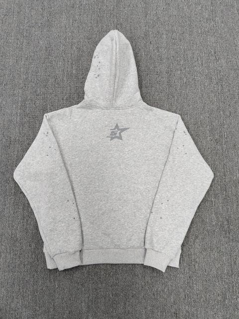 [On Sale] 1:1 Top Quality Heather Grey Tonal Grey Star Spider Web Hoodie