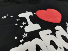 [On Sale] 1:1 Top Quality Black White I Love Sp5der Red Heart Spider Web Star Pullover Hoodie