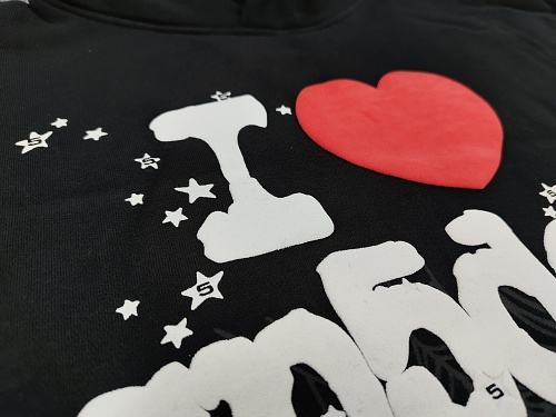 [On Sale] 1:1 Top Quality Black White I Love Sp5der Red Heart Spider Web Star Pullover Hoodie